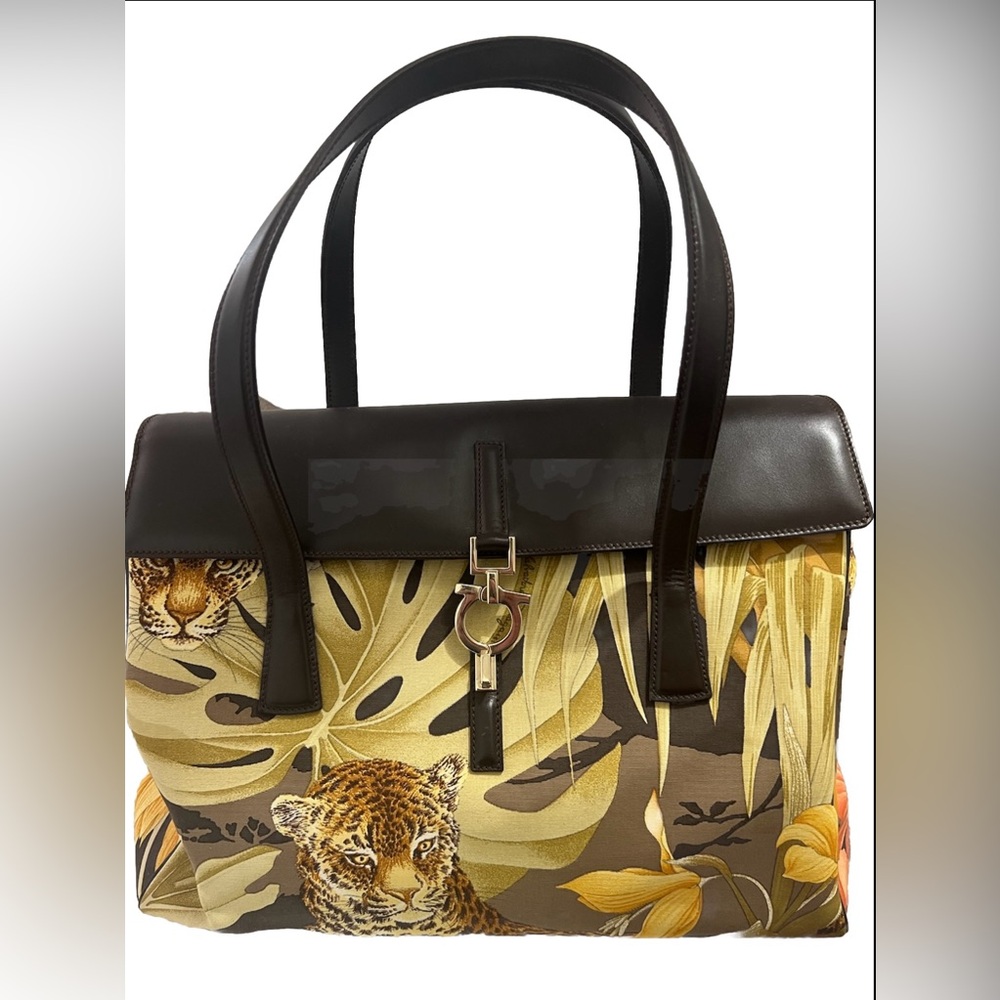 Salvatore Ferragamo Gancini Canvas Shoulder Bag
